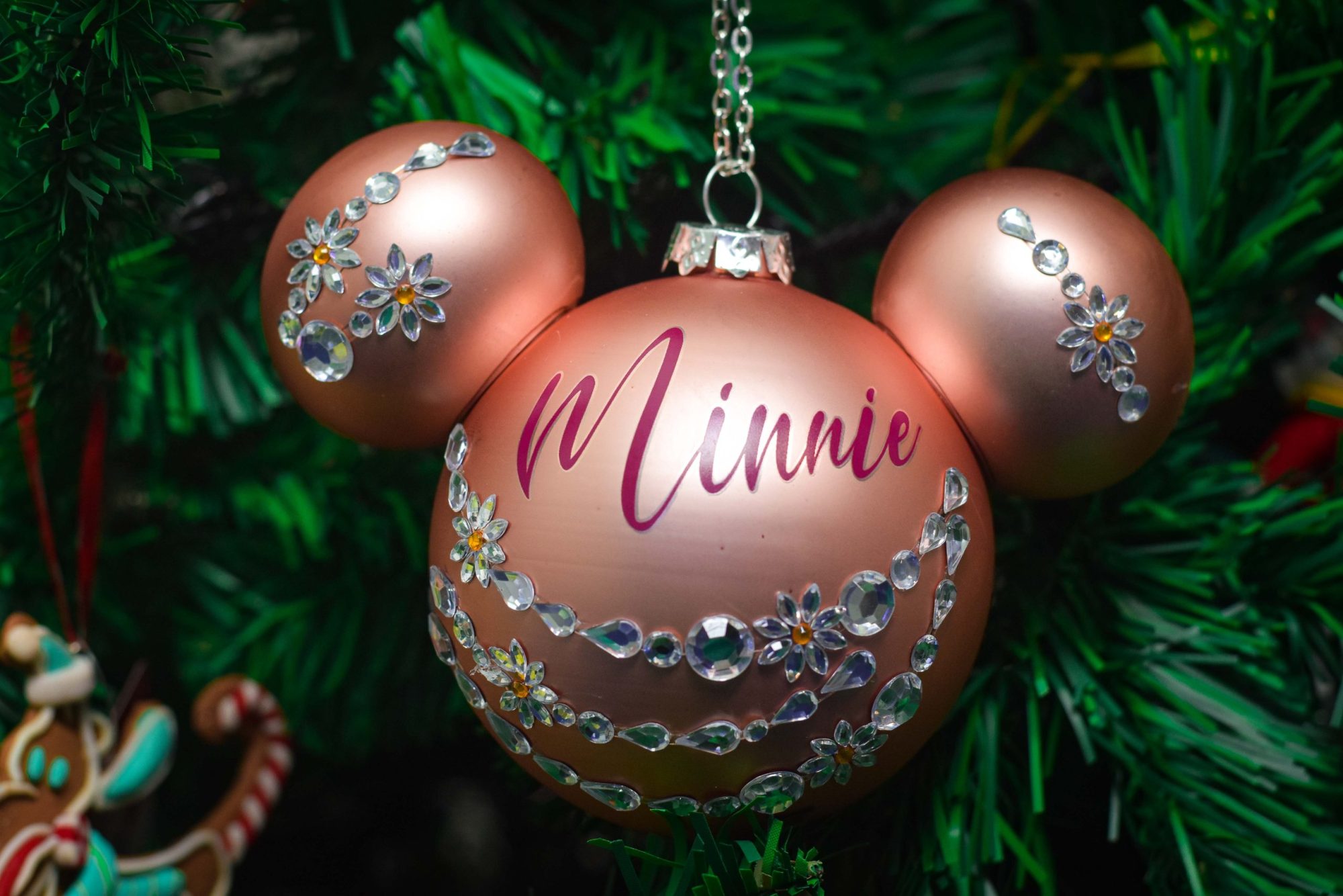 Minnie ears shinning pink ornament