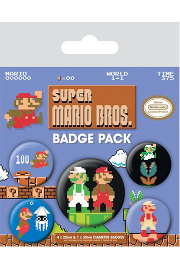 Super Mario Bros Pin-Buttons  Super leuke buttons van Mario de bekende Nintendo Loodgieter!